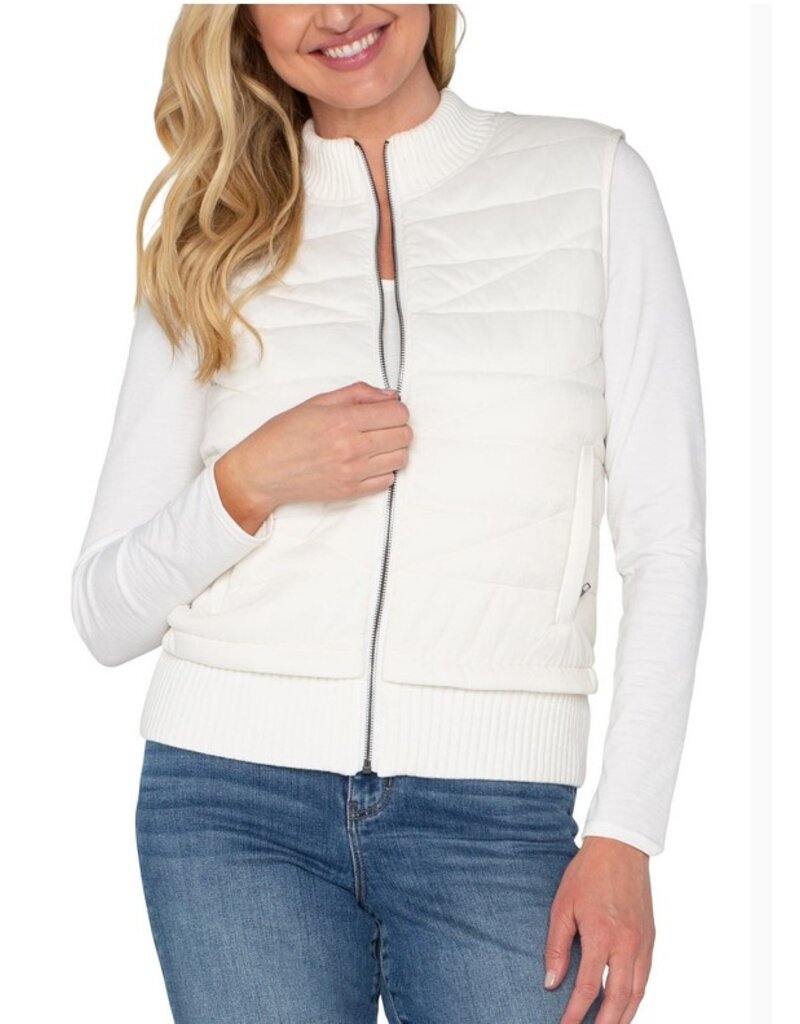 Liverpool Los Angeles Liverpool Sleeveless Quilted Full Zip Sweater Vest