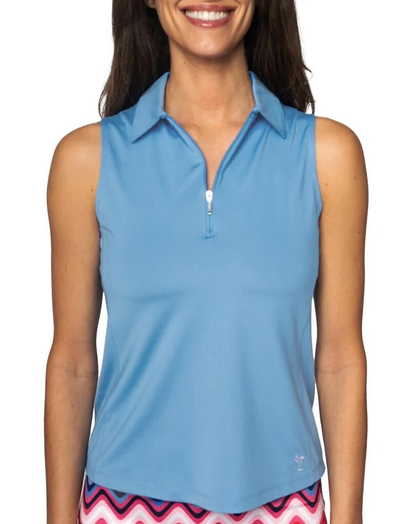 Golftini Golftini Sleeveless  Zip Stretch Polo Zoo Blue