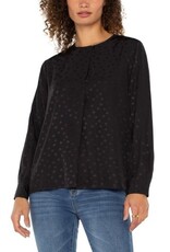 Liverpool Los Angeles Liverpool Long Sleeve Popover Woven Blouse