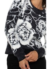 Liverpool Los Angeles Liverpool Long Sleeve Crew Neck Sweater Black & White Floral