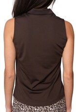 Golftini Golftini Sleeveless Zip Stretch Polo Cocoa