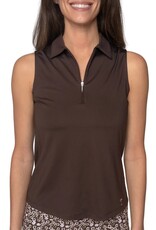 Golftini Golftini Sleeveless Zip Stretch Polo Cocoa