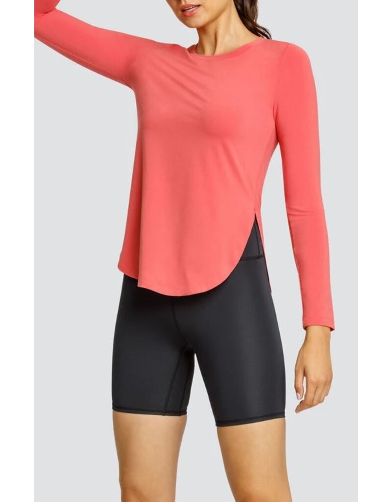 Tail Tennis Tail Panem Long Sleeve Top Curved Hem Cherry Rose