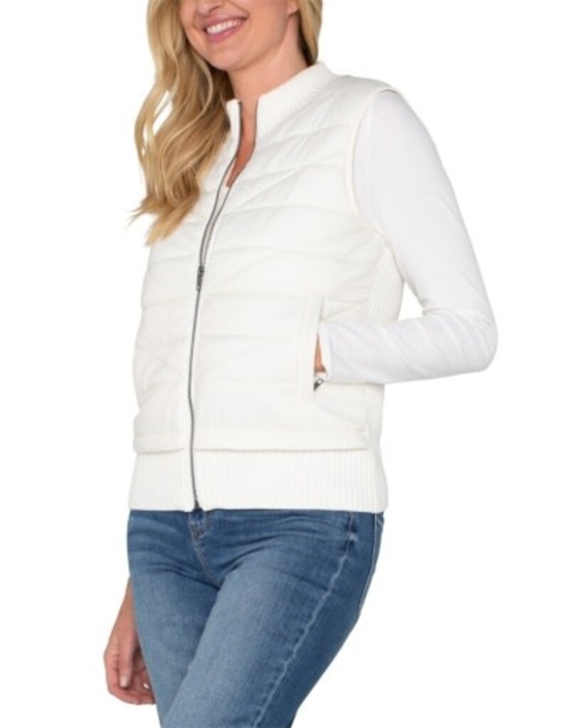 Liverpool Los Angeles Liverpool Sleeveless Quilted Full Zip Sweater Vest