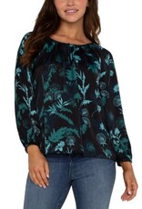 Liverpool Los Angeles Liverpool Long Sleeve Shirred Woven Blouse