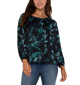Liverpool Los Angeles Liverpool Long Sleeve Shirred Woven Blouse