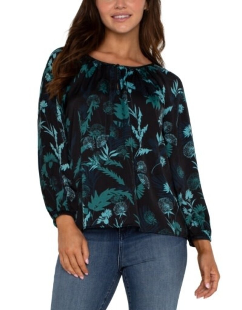 Liverpool Los Angeles Liverpool Long Sleeve Shirred Woven Blouse
