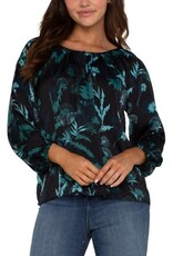 Liverpool Los Angeles Liverpool Long Sleeve Shirred Woven Blouse