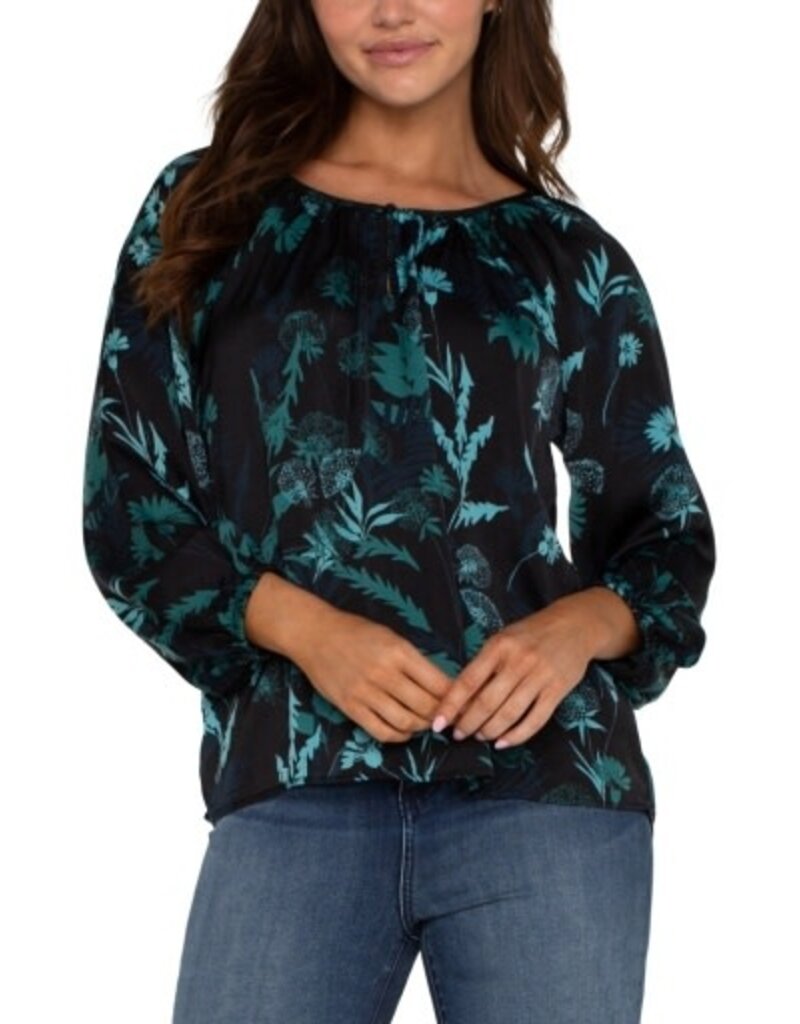 Liverpool Los Angeles Liverpool Long Sleeve Shirred Woven Blouse