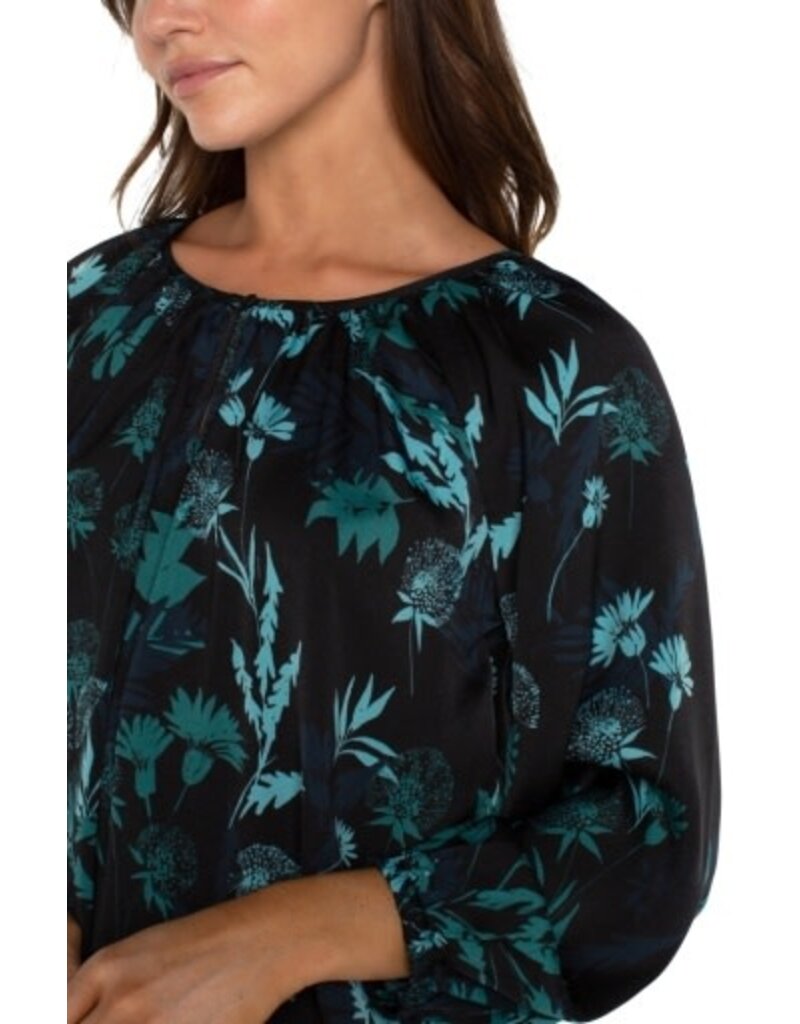 Liverpool Los Angeles Liverpool Long Sleeve Shirred Woven Blouse