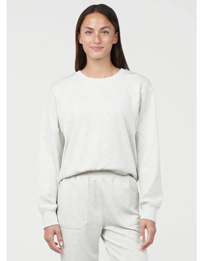Thrive Societe Thrive Societe Brushed Luxe Sweatshirt Heather White