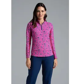 IBKul IBKul Diana Long Sleeve Mock Hot Pink/Navy
