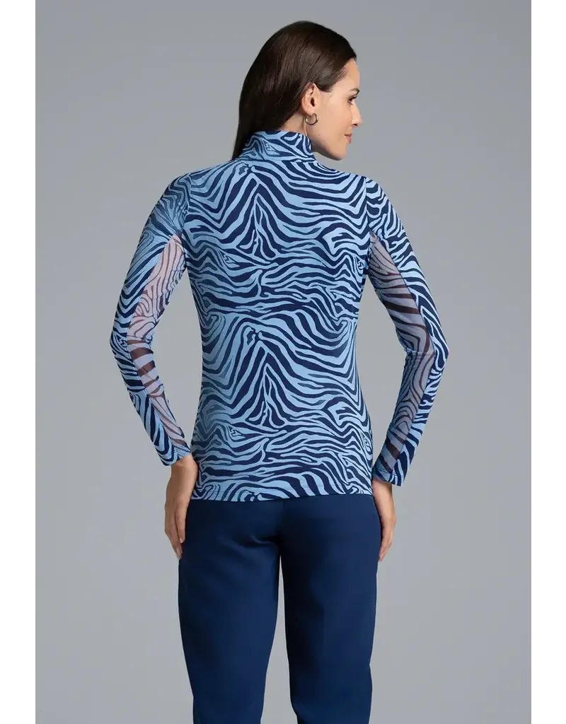 IBKul IBKul Cecilia Long Sleeve Mock Navy/Peri