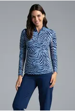 IBKul IBKul Cecilia Long Sleeve Mock Navy/Peri
