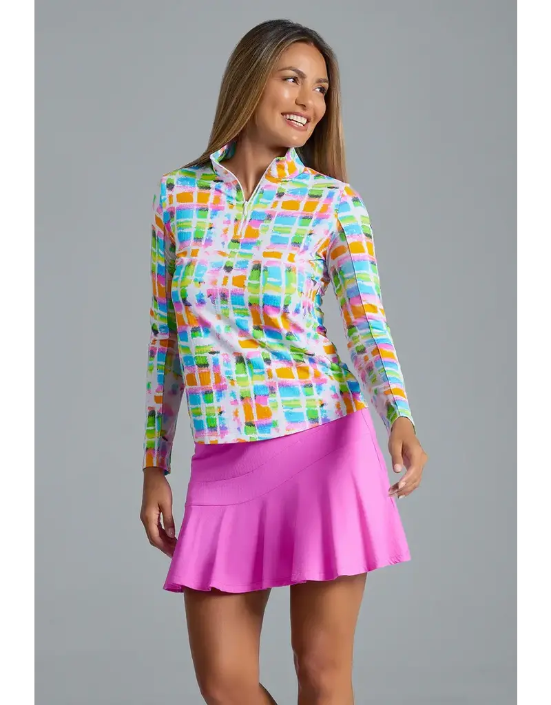 IBKul IBKul Tatiana Long Sleeve Mock Hot Pink