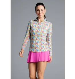 IBKul IBKul Game On Long Sleeve Mock Raspberry/Turq