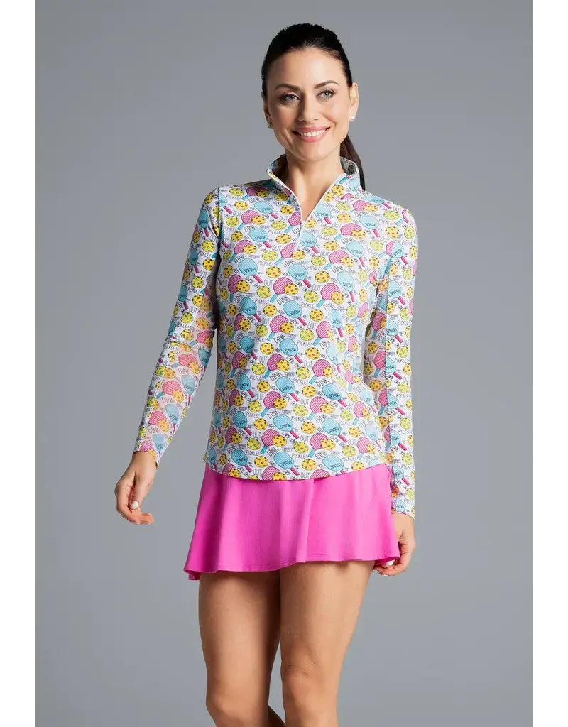 IBKul IBKul Game On Long Sleeve Mock Raspberry/Turq