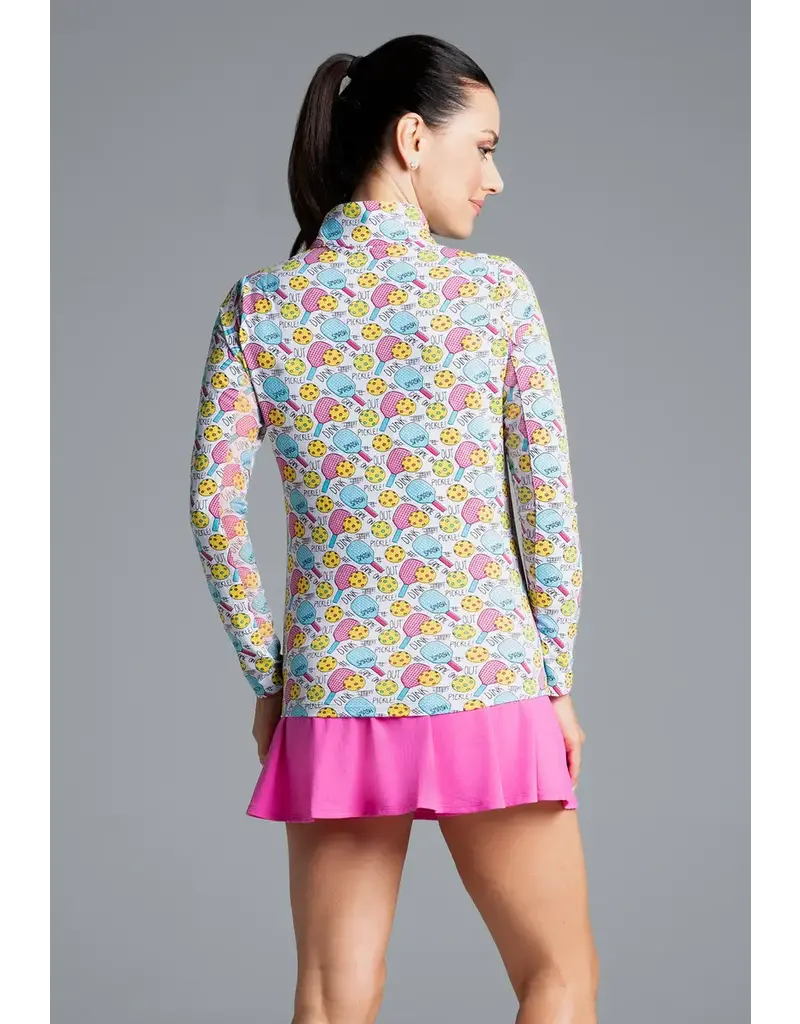 IBKul IBKul Game On Long Sleeve Mock Raspberry/Turq