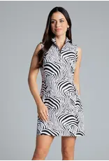 IBKul IBKul Cecilia Sleeveless Zip Mock Dress Black/White