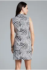 IBKul IBKul Cecilia Sleeveless Zip Mock Dress Black/White