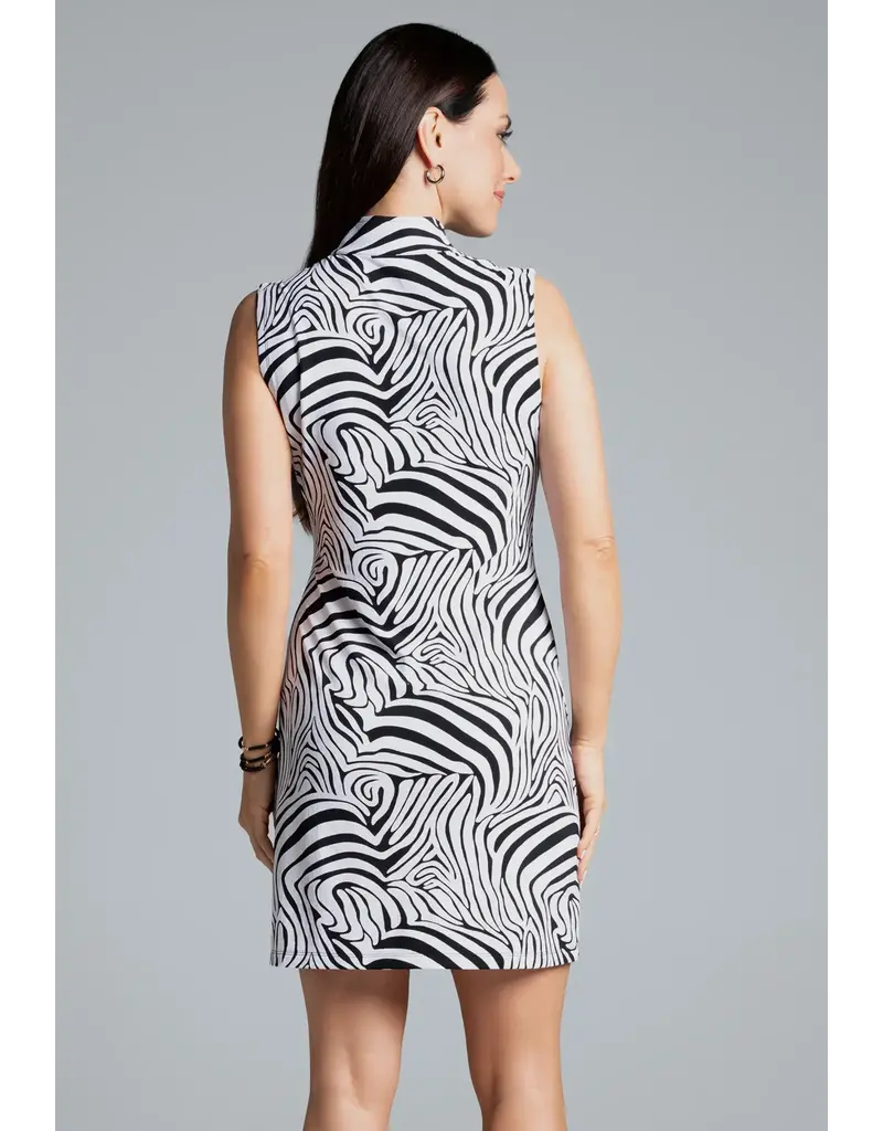IBKul IBKul Cecilia Sleeveless Zip Mock Dress Black/White