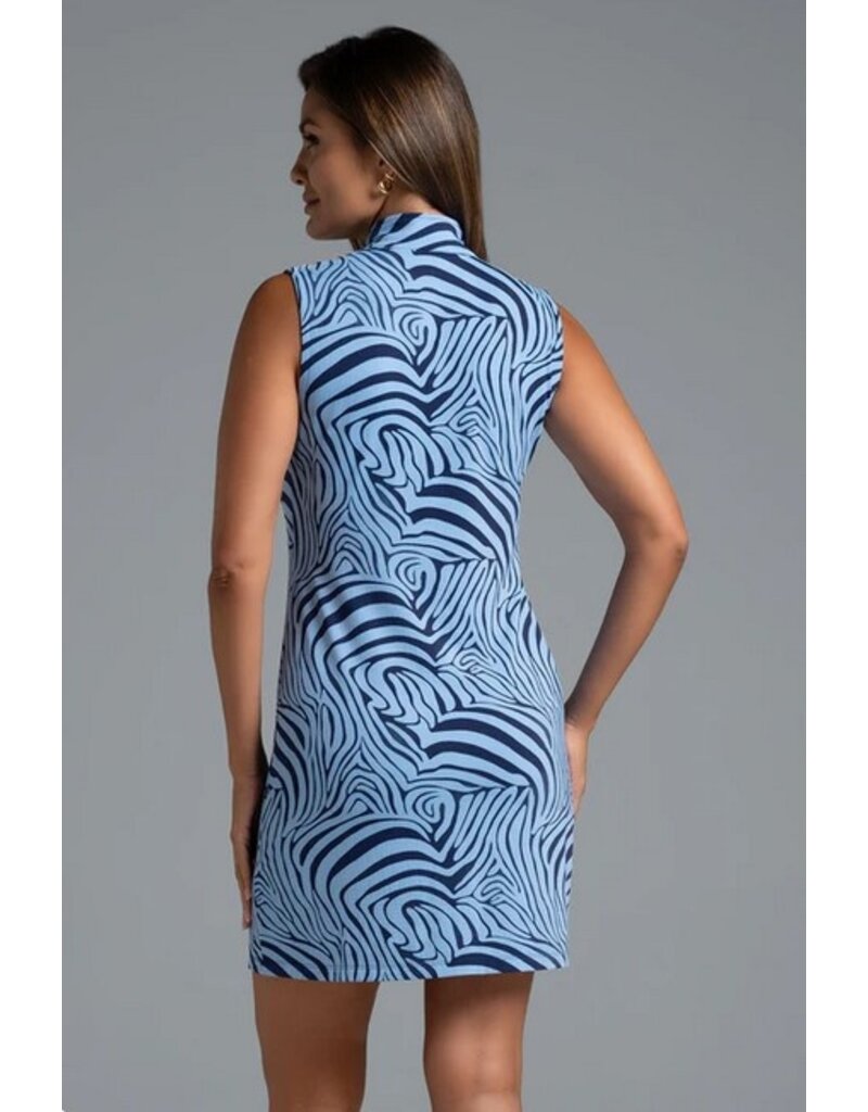 IBKul IBKul Cecilia Sleeveless Zip Mock Dress Navy/Peri