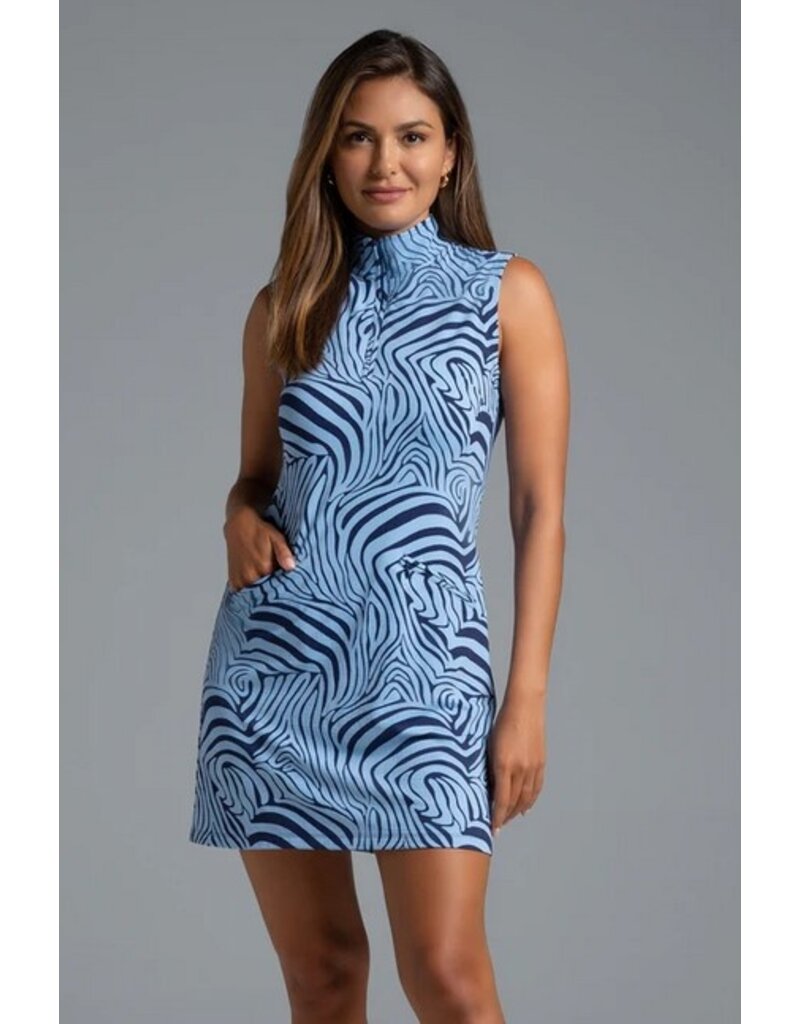 IBKul IBKul Cecilia Sleeveless Zip Mock Dress Navy/Peri