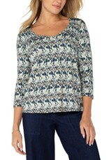Liverpool Los Angeles Liverpool 3/4 Sleeve Shirred Detail Knit Top