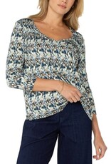 Liverpool Los Angeles Liverpool 3/4 Sleeve Shirred Detail Knit Top