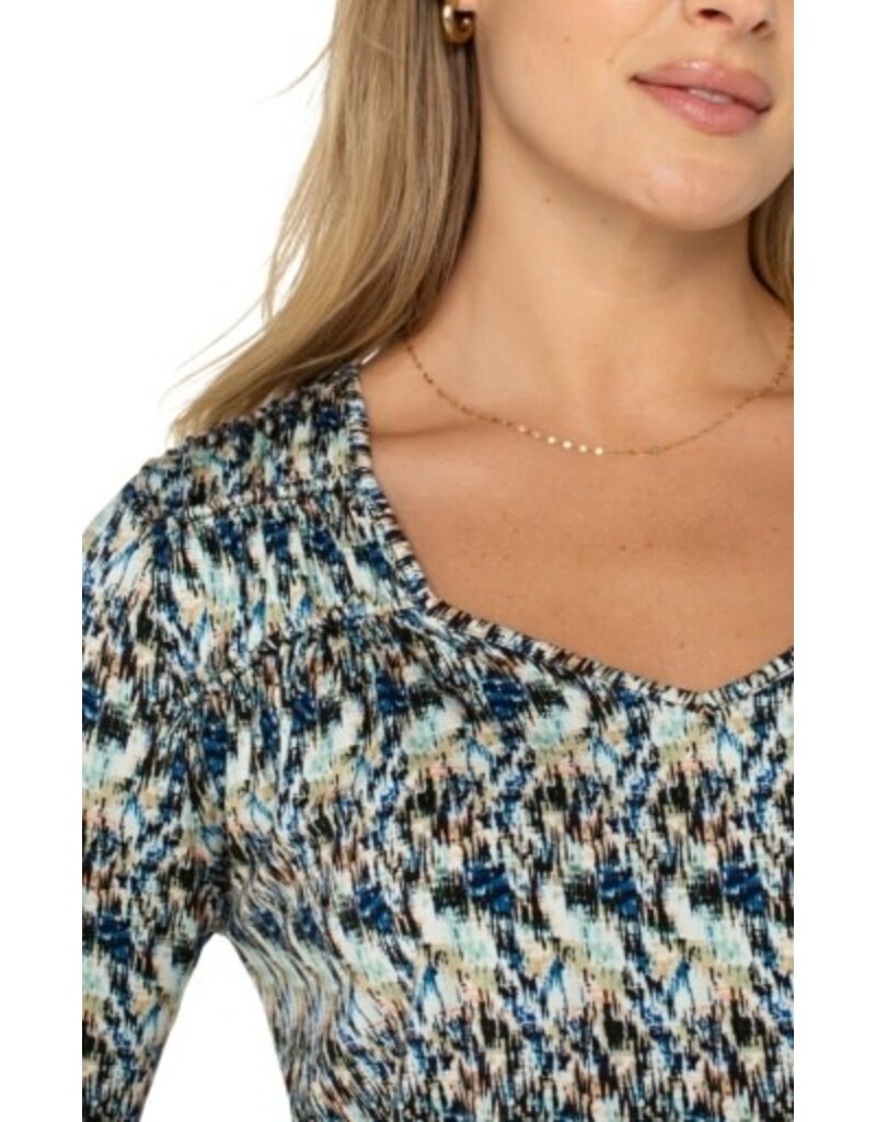 Liverpool Los Angeles Liverpool 3/4 Sleeve Shirred Detail Knit Top