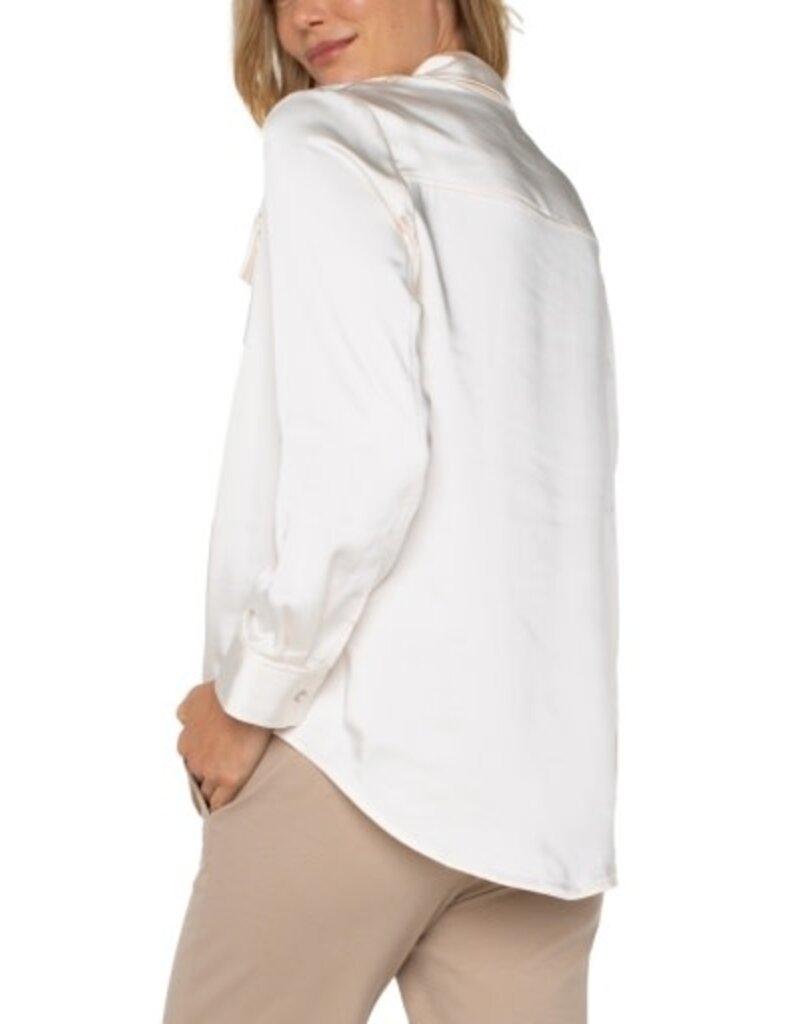 Liverpool Los Angeles Liverpool Longline Shacket Sweet Cream
