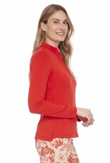 Swing Control Swing Control Zippered Long Sleeve Modal Top Fiery Red