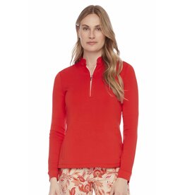 Swing Control Swing Control Zippered Long Sleeve Modal Top Fiery Red