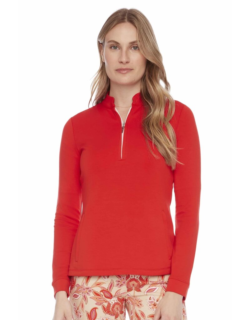 Swing Control Swing Control Zippered Long Sleeve Modal Top Fiery Red