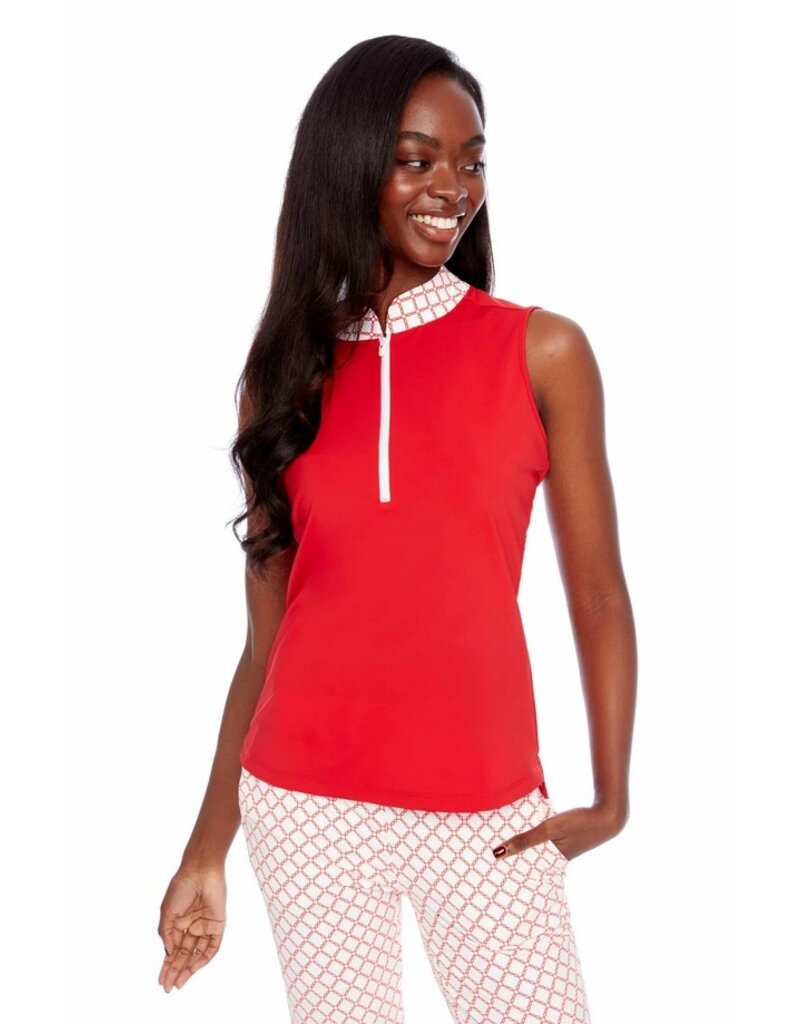 Swing Control Swing Control Links Sleeveless Zippered Velocity Top Fiery Red