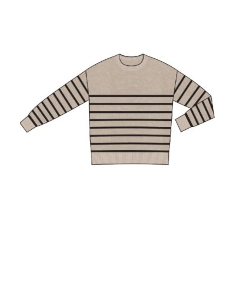 Liverpool Los Angeles Liverpool Long Sleeve Crew Neck Dropped Shoulder Sweater Stripe