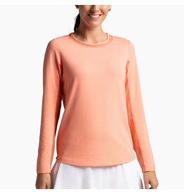 IBKul IBKul Solid Long Sleeve Crew with Mesh Peach