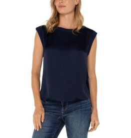Liverpool Los Angeles Liverpool Sleeveless Woven Knit Top Dark Navy