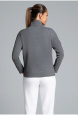 IBKul IBKul 1/4 Zip Solid Popcorn Stitch Pullover Black Heather