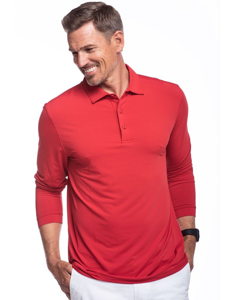 IBKul IBKul Solid Long Sleeve Polo Red