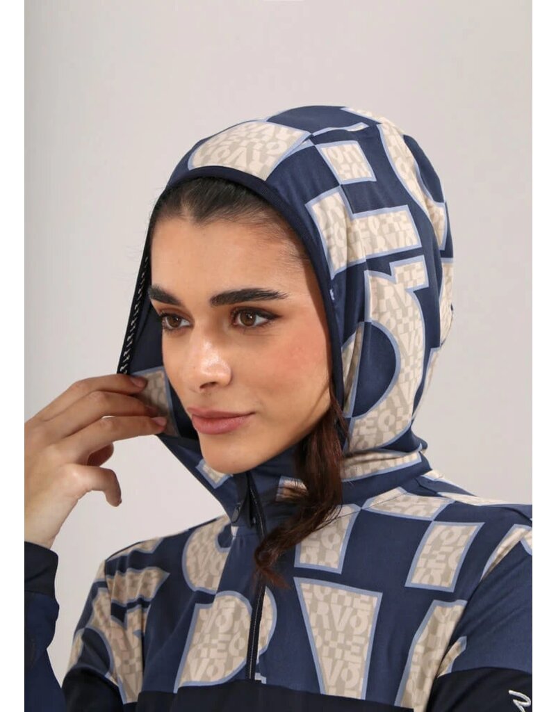 Chervo Polvere Long Sleeve 1/4 Zip with Hood Timeless Navy
