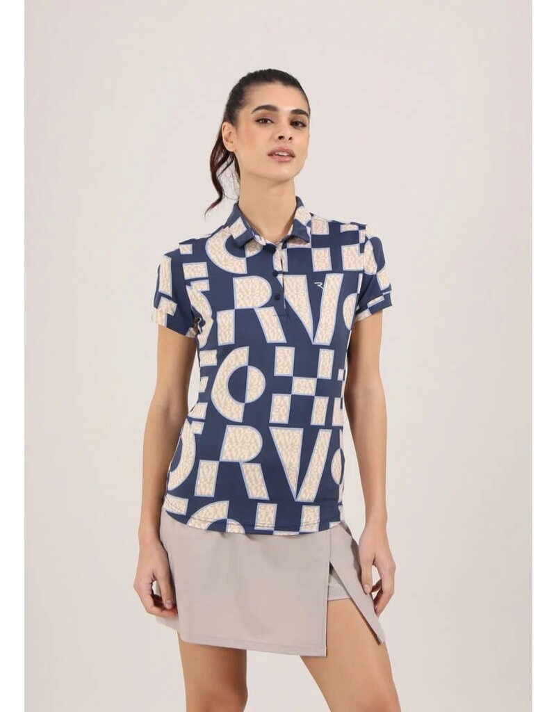 Chervo Alveare Short Sleeve 1/4 Button Up Timeless Navy