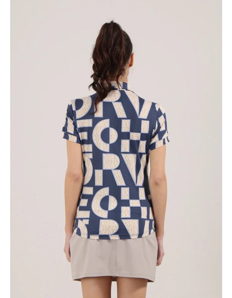 Chervo Alveare Short Sleeve 1/4 Button Up Timeless Navy