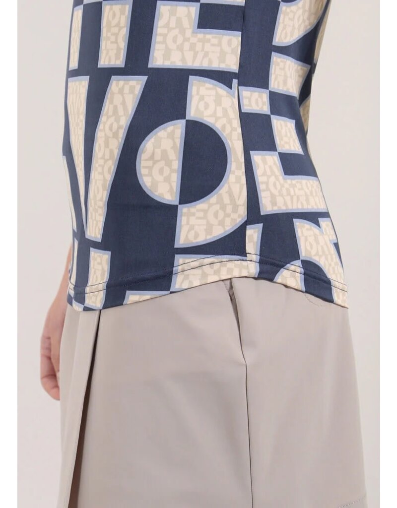 Chervo Alveare Short Sleeve 1/4 Button Up Timeless Navy
