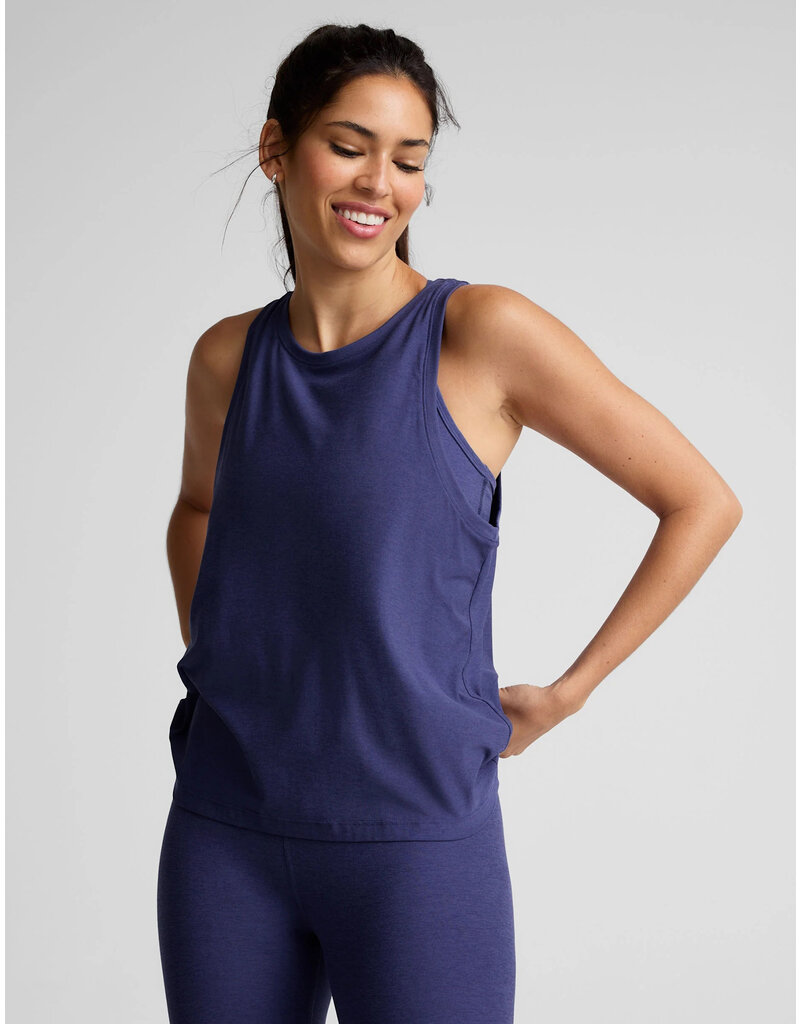Beyond Yoga Beyond Yoga Featherweight Rebalance Tank Eternal Blue Heatherer