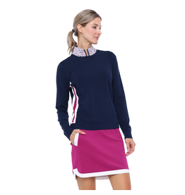 Belyn Key Belyn Key Greenside Cable Sweater Ink/Magenta/Chalk