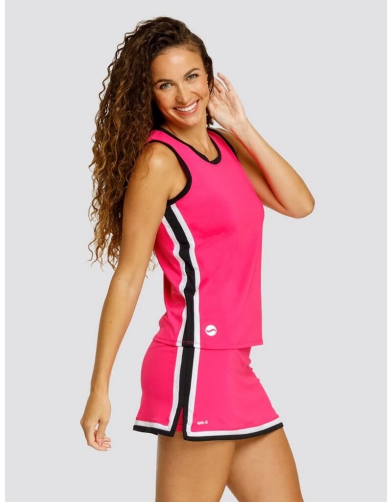 Spin It Spin It Madyn Crew Neck Tank Princess Seam Vivid Pink