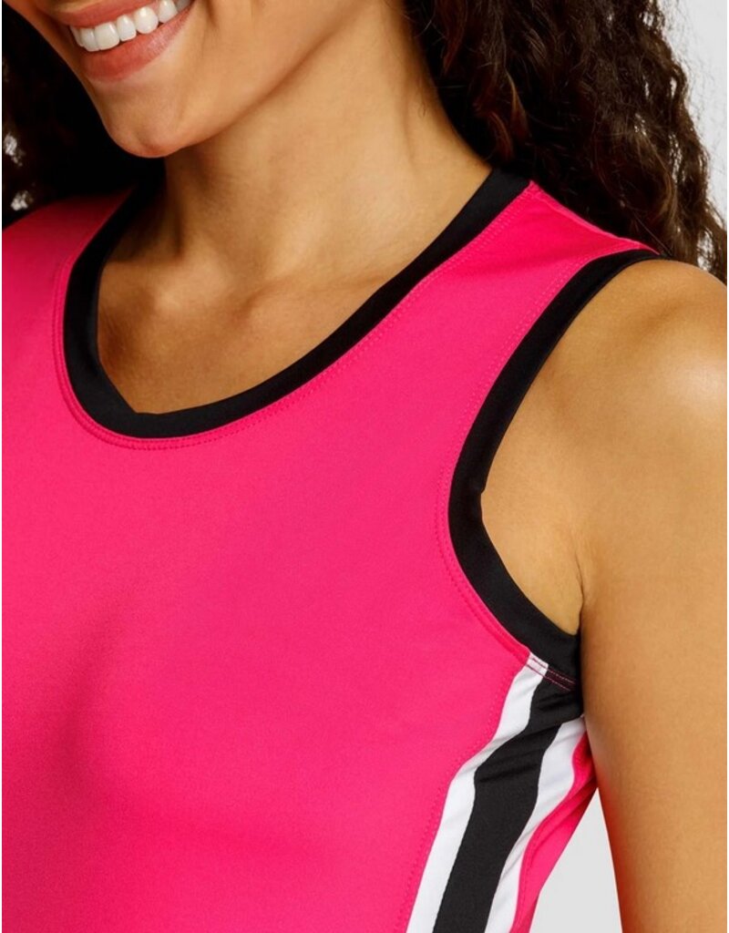 Spin It Spin It Madyn Crew Neck Tank Princess Seam Vivid Pink