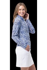 San Soleil San Soleil Solcool Print Mock Long Sleeve Cubicle Blue