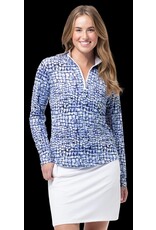 San Soleil San Soleil Solcool Print Mock Long Sleeve Cubicle Blue